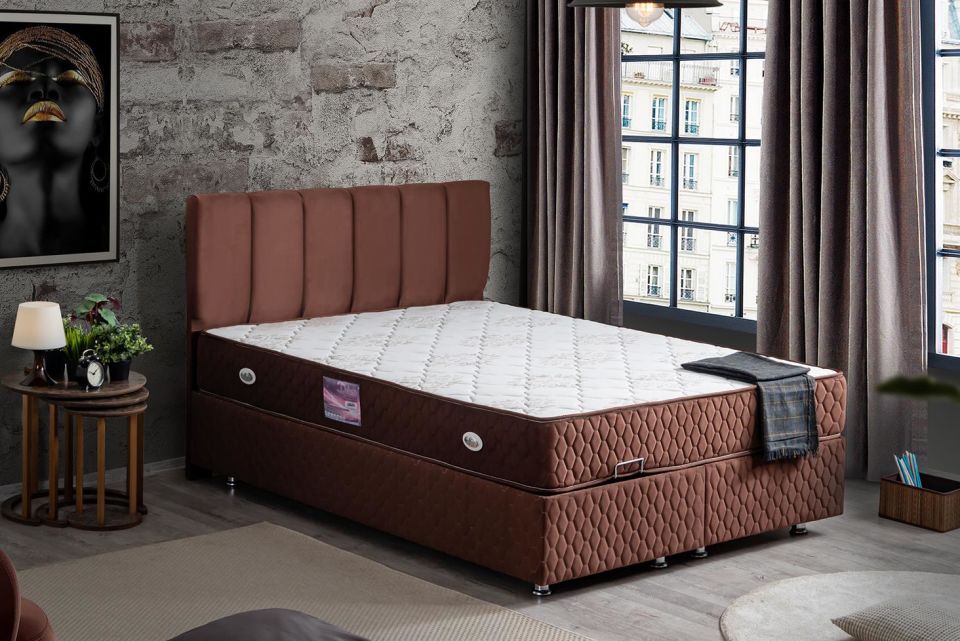 Tetra Baza Başlık Deluxe Yatak Seti 140 x 190 - Koyu Kahve