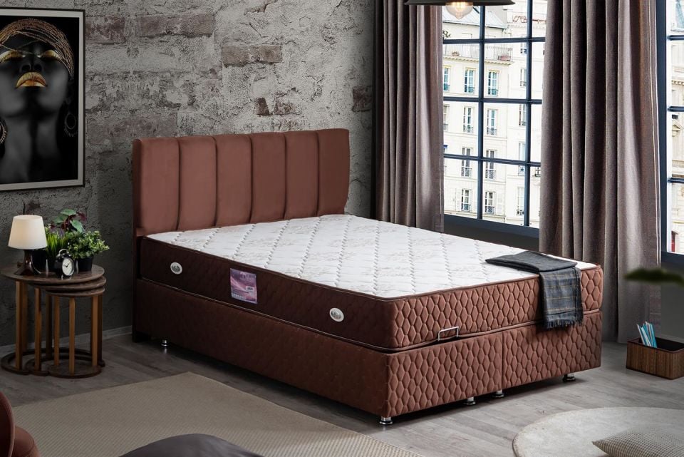 Tetra Baza Başlık Deluxe Yatak Seti 150 x 200 - Koyu Kahve