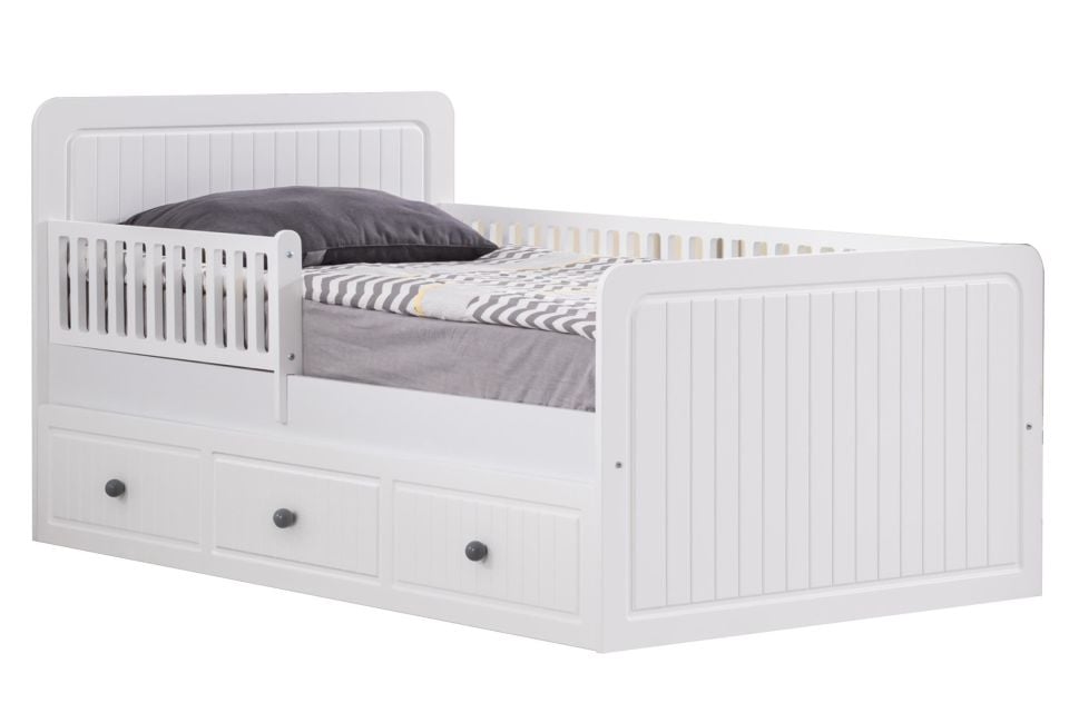 Lena Yavrulu Korkuluklu Çocuk Karyolası - Beyaz