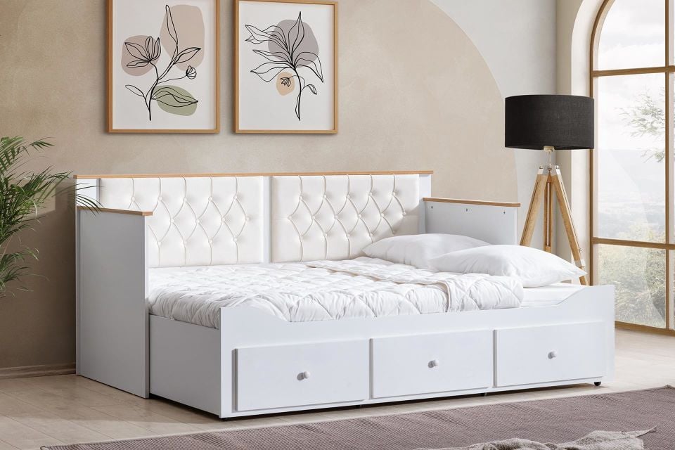 Alaçatı Divan Karyola Çekmeceli Açılır Çift Kişilik + Soft Yatak