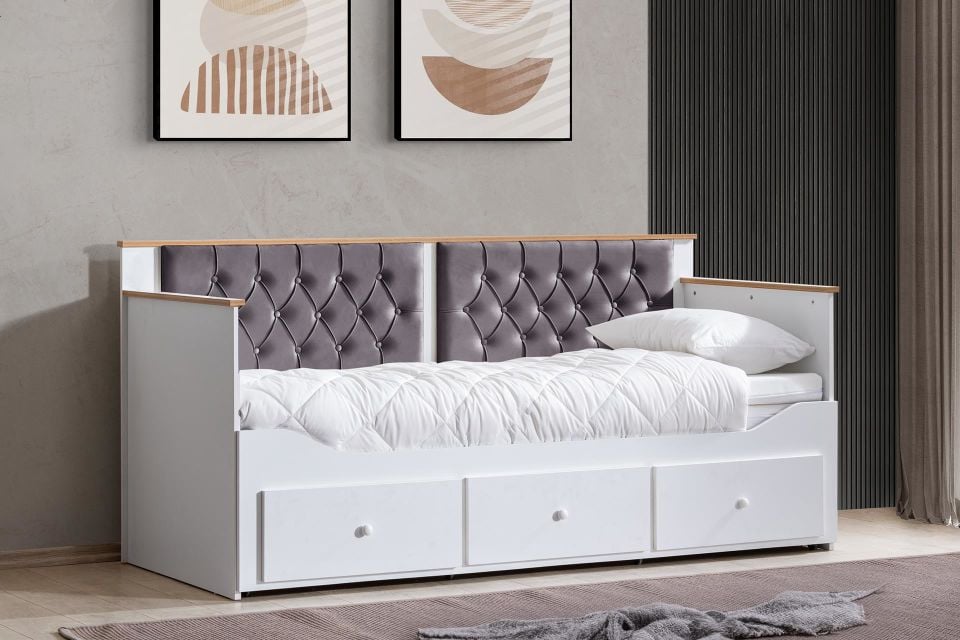 Alaçatı Divan Karyola Çekmeceli Açılır Çift Kişilik + Soft Yatak