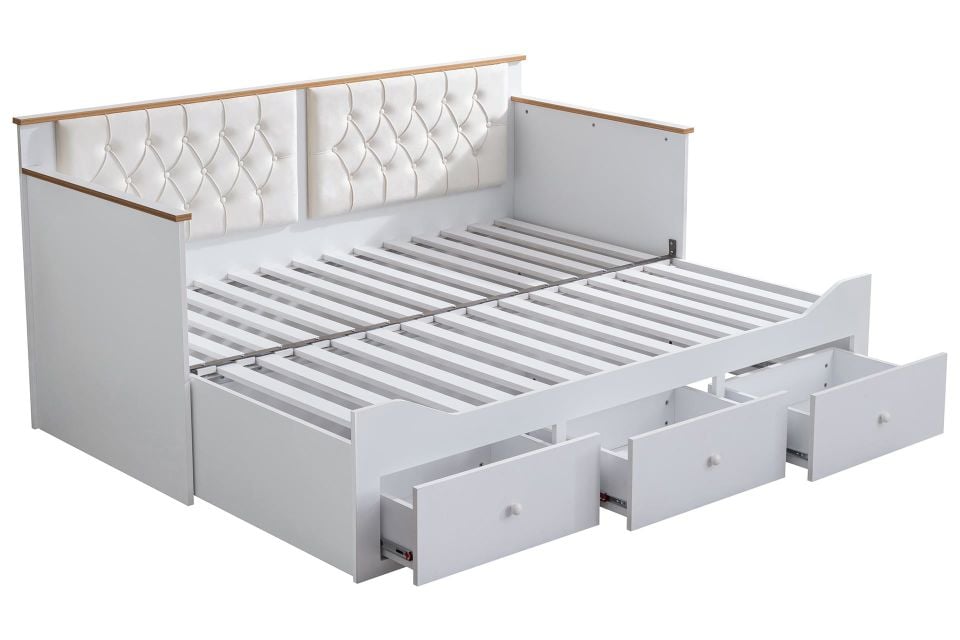 Alaçatı Divan Karyola Çekmeceli Açılır Çift Kişilik + Soft Yatak