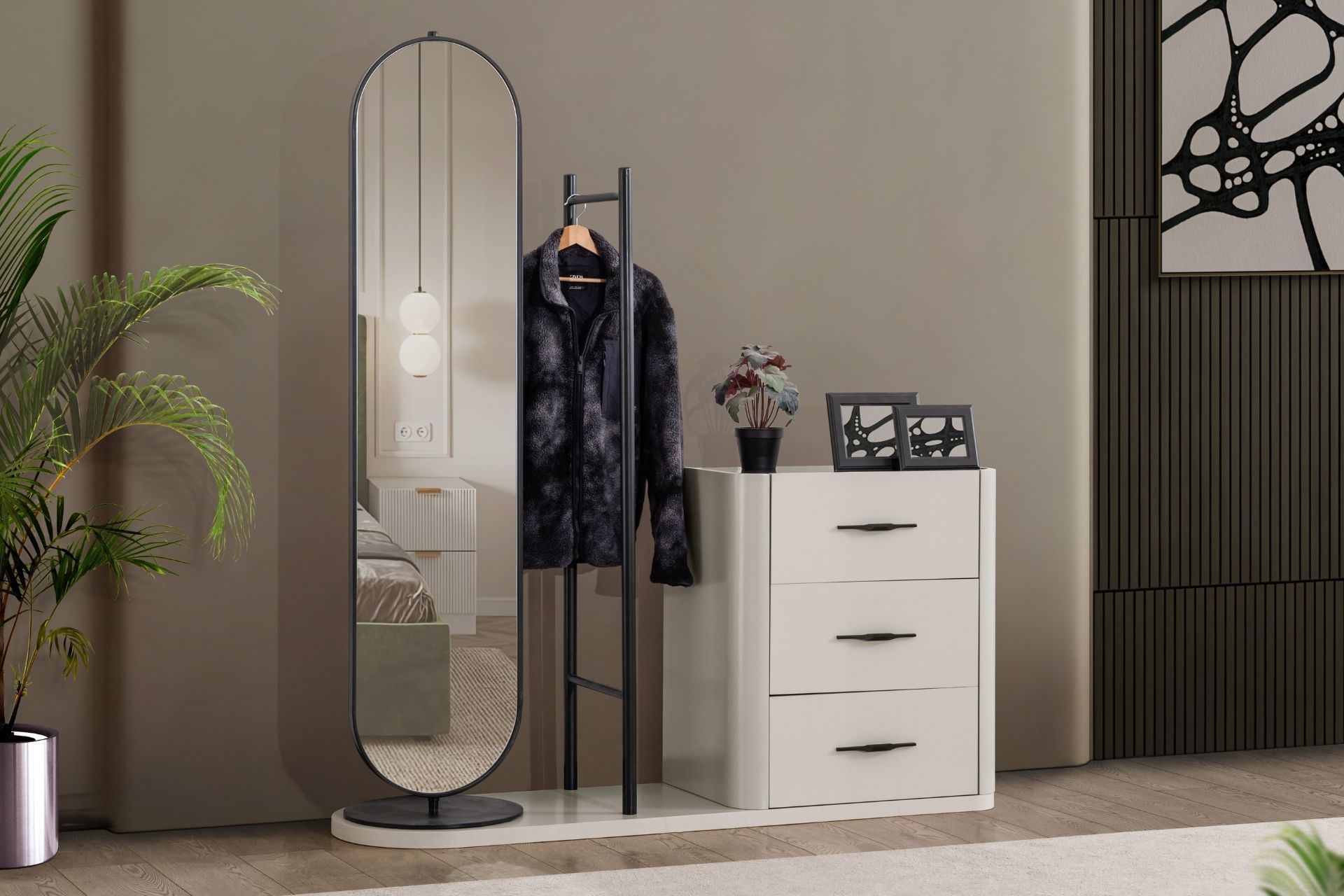 Blesk More Aynalı Askılıklı Şifonyer Takım