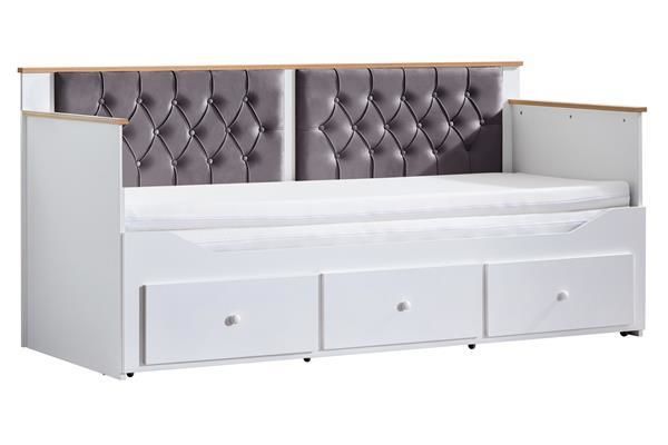 Alaçatı Divan Karyola Çekmeceli Açılır Çift Kişilik + Soft Yatak Antrasit