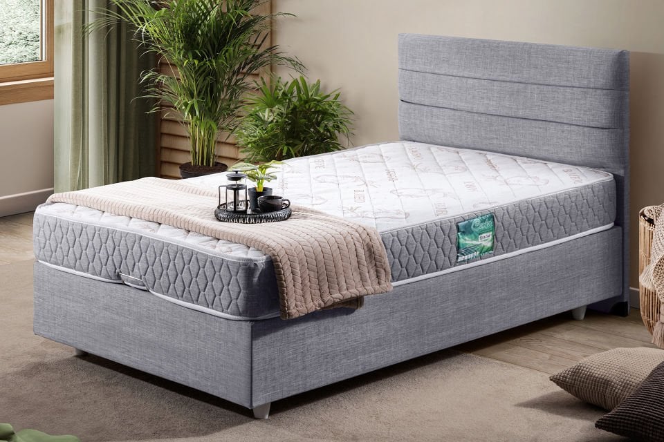 Sofia Baza Başlık Comfort Yatak Seti 90 x 190 - Açık Gri