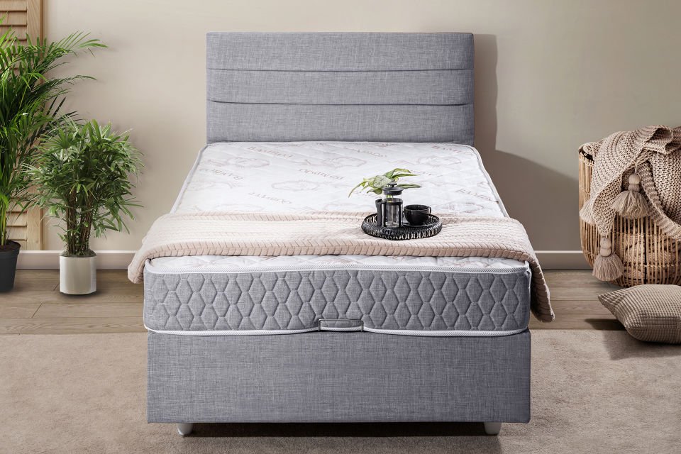 Sofia Baza Başlık Comfort Yatak Seti 90 x 190 - Açık Gri