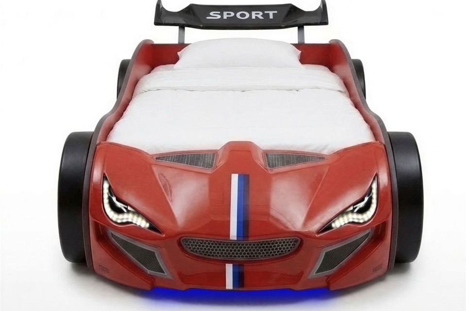 Turbo GTI Rüzgarlıklı Ledli Arabalı Yatak Kırmızı