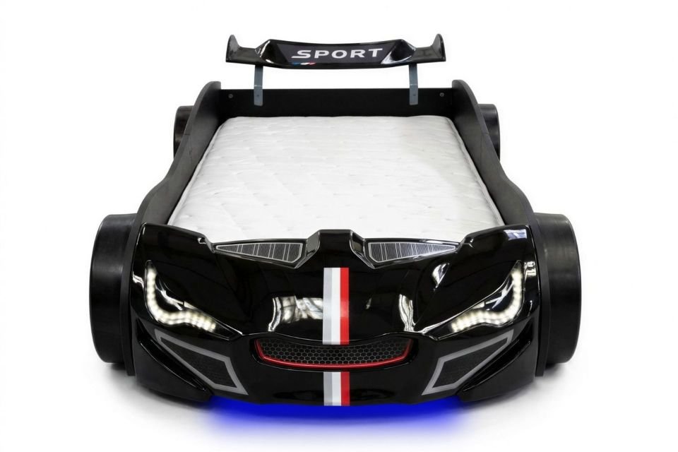 Turbo GTI Rüzgarlıklı Ledli Arabalı Yatak siyah