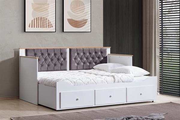 Alaçatı Divan Karyola Çekmeceli Açılır Çift Kişilik (Yataksız) Antrasit