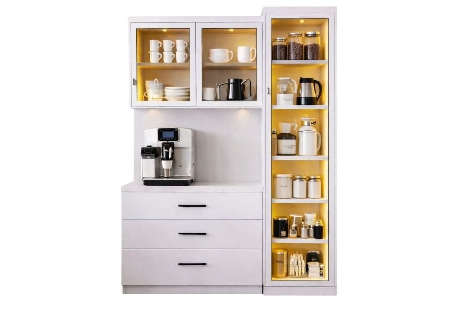 Liveo Kahve Köşesi + Çok Amaçlı Raflı Tek Kapaklı Dolap