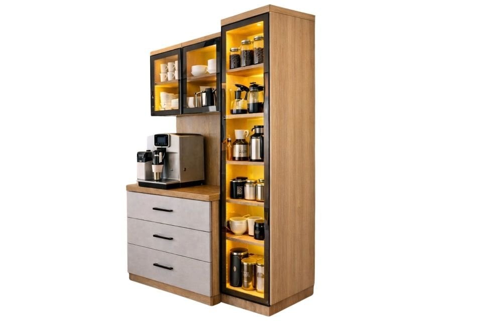 Liveo Kahve Köşesi + Çok Amaçlı Raflı Tek Kapaklı Dolap