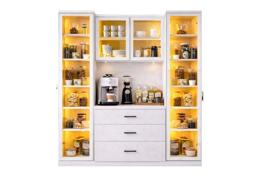 Liveo Kahve Köşesi + Çok Amaçlı Raflı İki Kapaklı Dolap