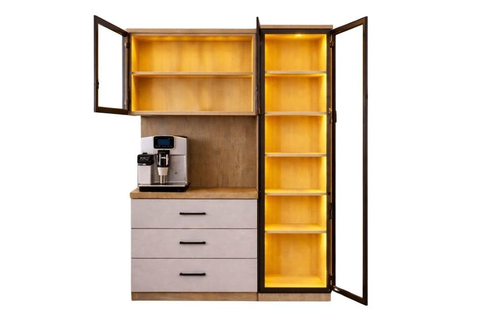 Liveo Kahve Köşesi + Çok Amaçlı Raflı İki Kapaklı Dolap