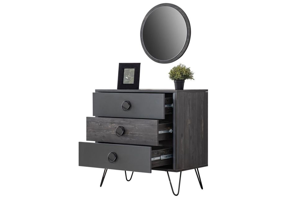 Black Aynalı Şifonyer