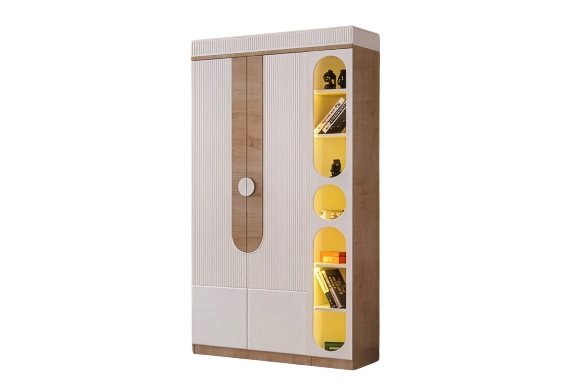 Vira 2 Kapaklı Dolap ve Ledli Kitaplık - Ceviz