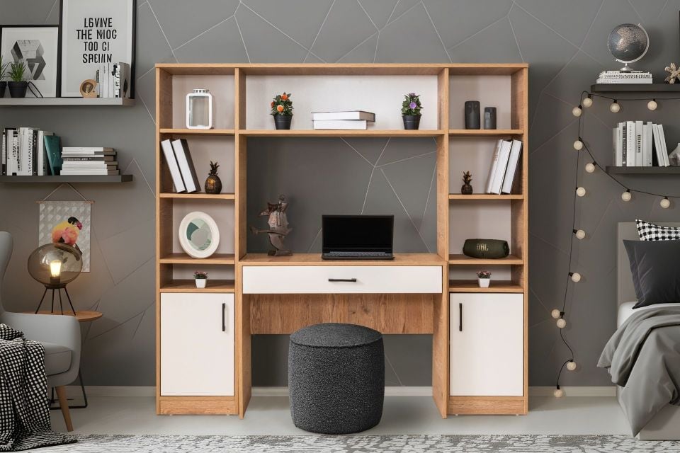 Deka Kitaplıklı Çalışma Masası - Ceviz