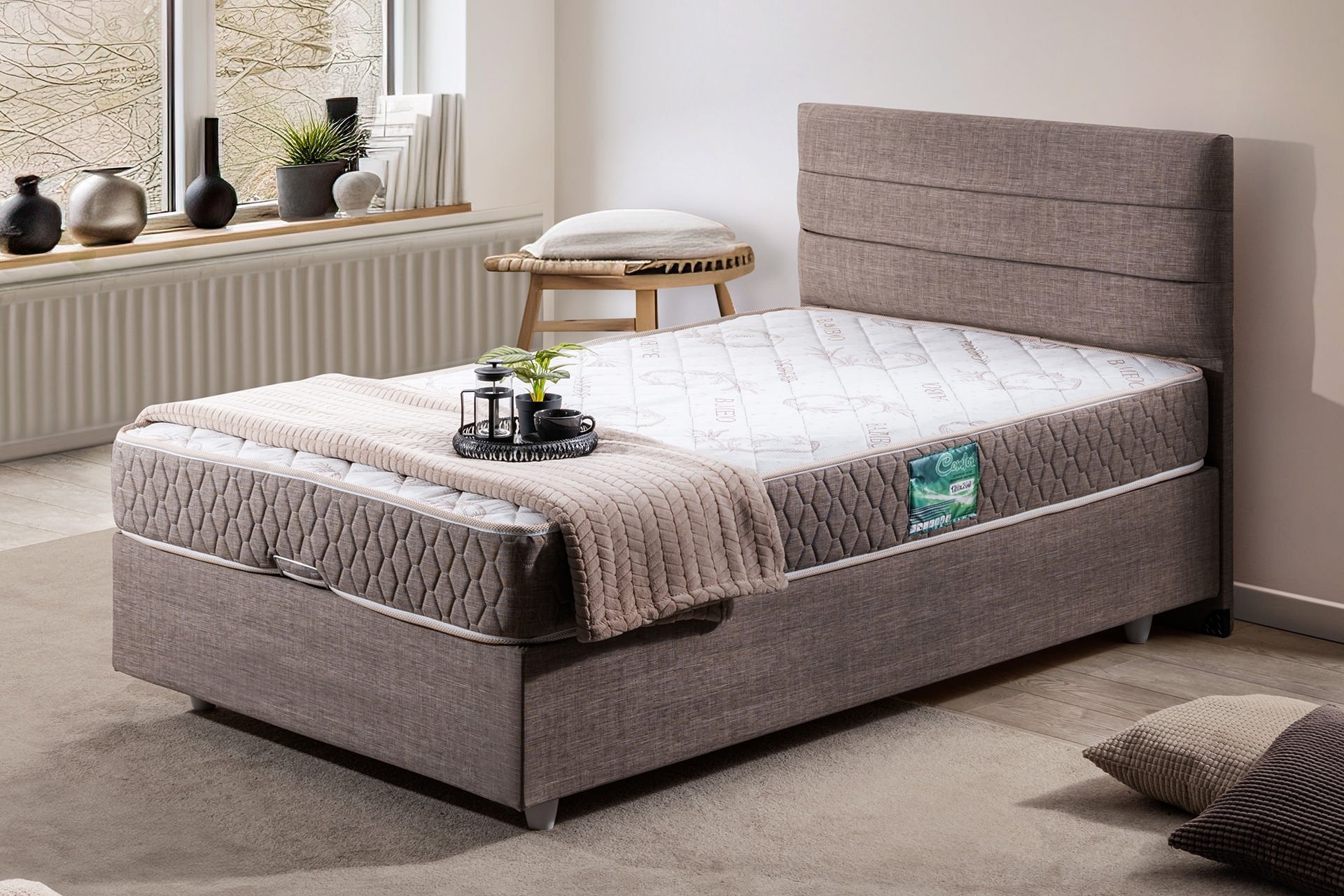 Sofia Baza Başlık Comfort Yatak Seti 90 x 200 - Kahve
