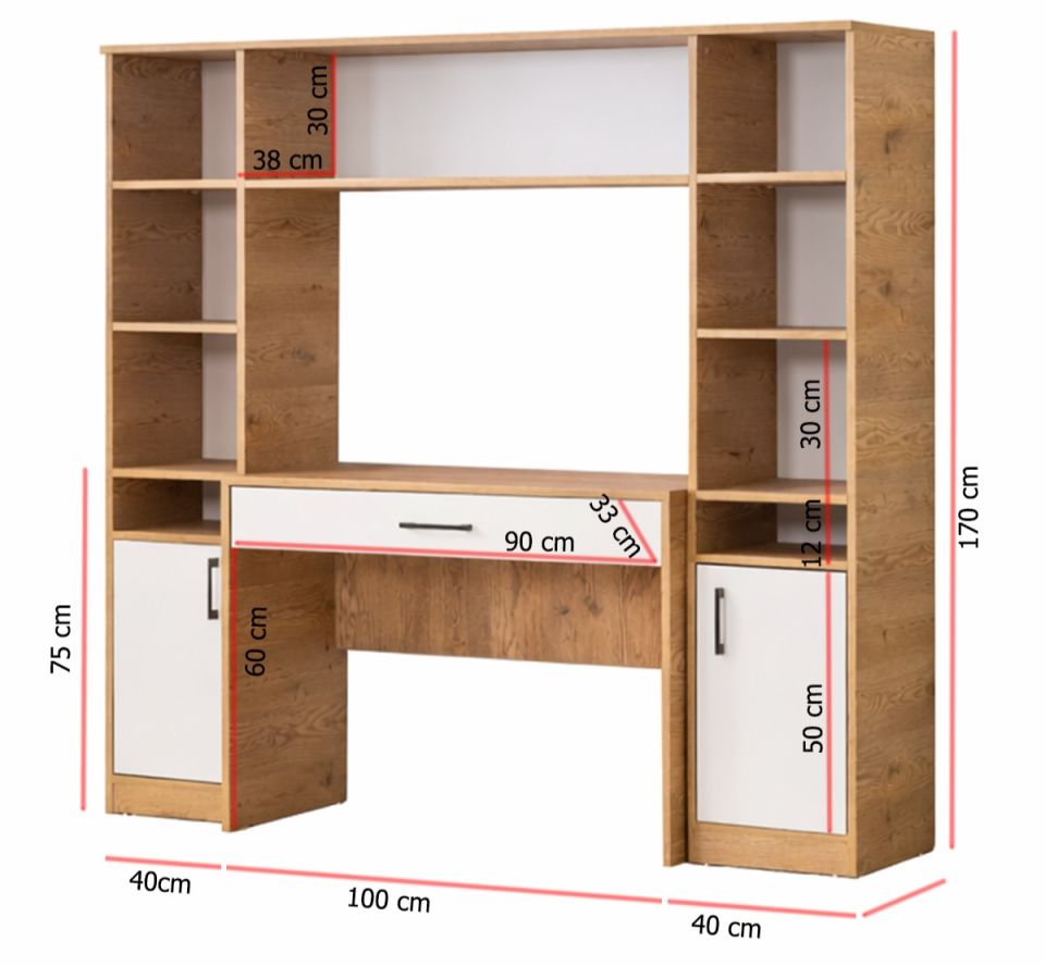 Deka Tek Kitaplıklı Çalışma Masası - Ceviz