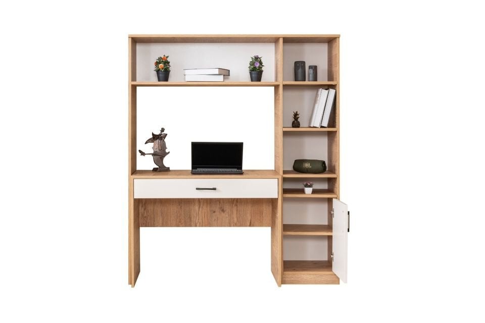 Deka Tek Kitaplıklı Çalışma Masası - Ceviz