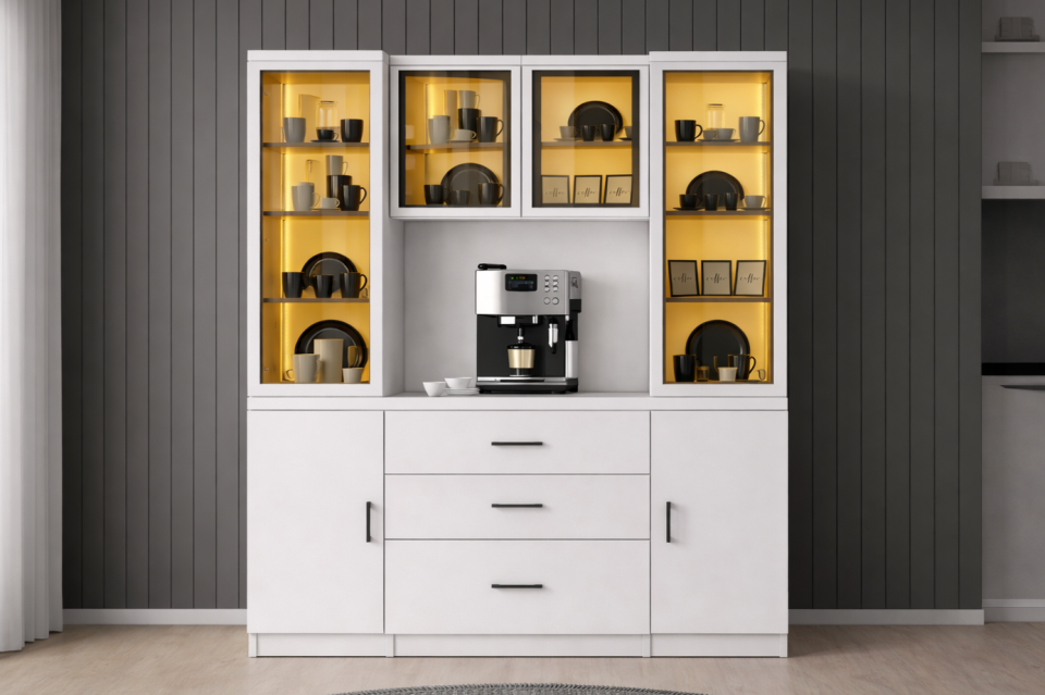 Adrea Kahve Köşesi + Çok Amaçlı Raflı Iki Kapaklı Dolap