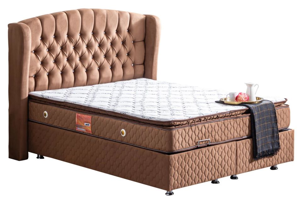 Nice Baza Başlık Real Pedli Seti 90 x 200 - Açık Kahve