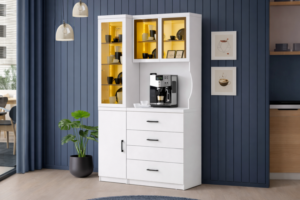 Adrea Kahve Köşesi + Çok Amaçlı Raflı Tek Kapaklı Dolap