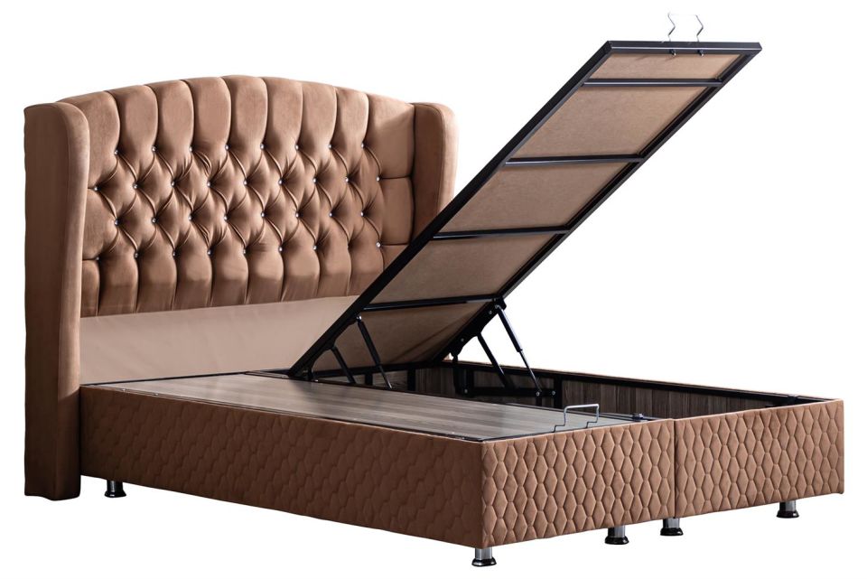 Nice Baza Başlık Real Pedli Seti 120 x 200 - Açık Kahve