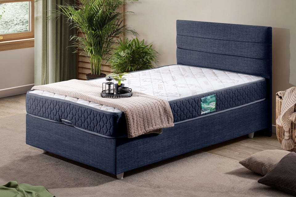 Sofia Baza Başlık Comfort Yatak Seti 90 x 190 - Lacivert