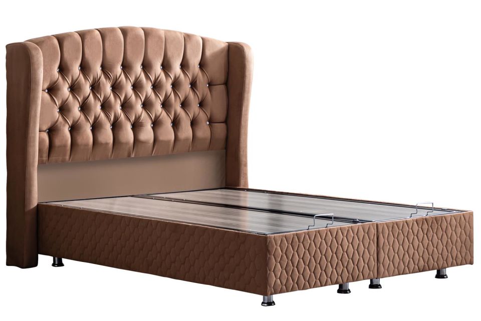 Nice Baza Başlık Real Pedli Seti 150 x 200 - Açık Kahve