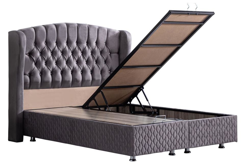 Nice Baza Başlık Real Pedli Seti 90 x 200 - Antrasit