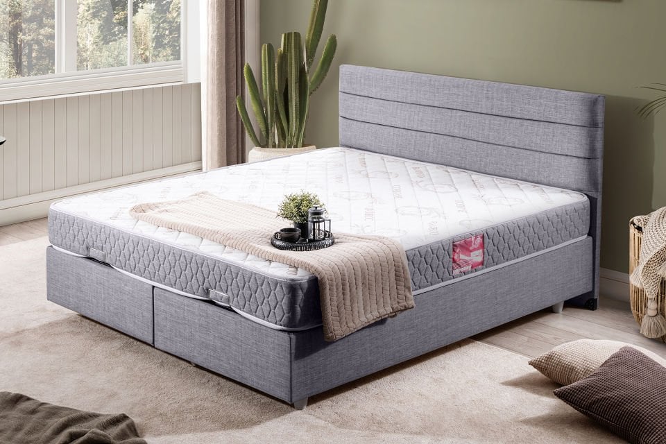 Sofia Çift Kişilik Baza Başlık Letto Yatak Seti 150 x 200 - Açık Gri
