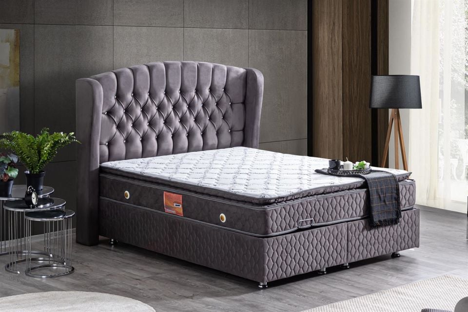 Nice Baza Başlık Real Pedli Seti 160 x 200 - Antrasit