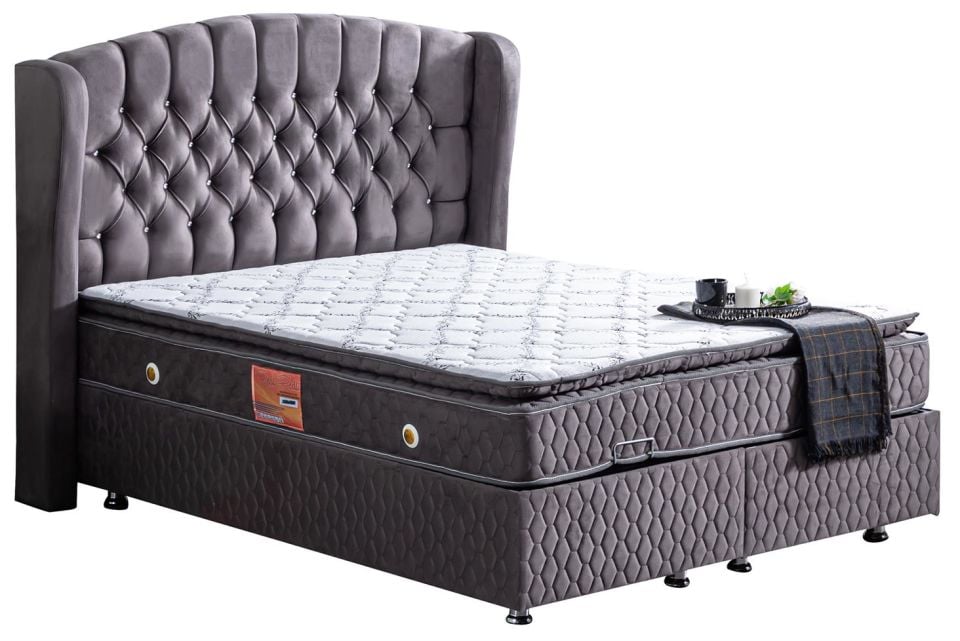 Nice Baza Başlık Real Pedli Seti 180 x 200 - Antrasit