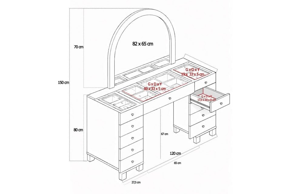 Lavin Aynalı Makyaj Masası, Şifonyer