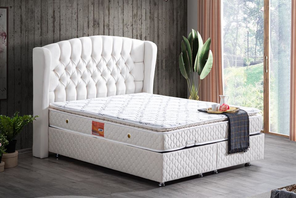 Nice Baza Başlık Real Pedli Seti 90 x 190 - Krem