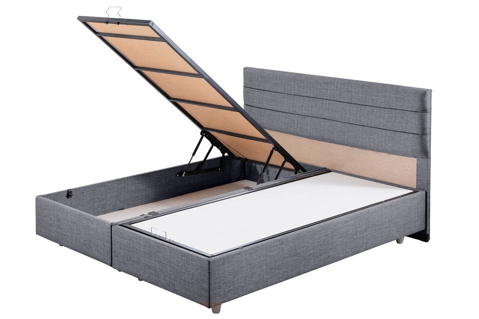 Sofia Çift Kişilik Baza Başlık Letto Yatak Seti 180 x 200 - Gri