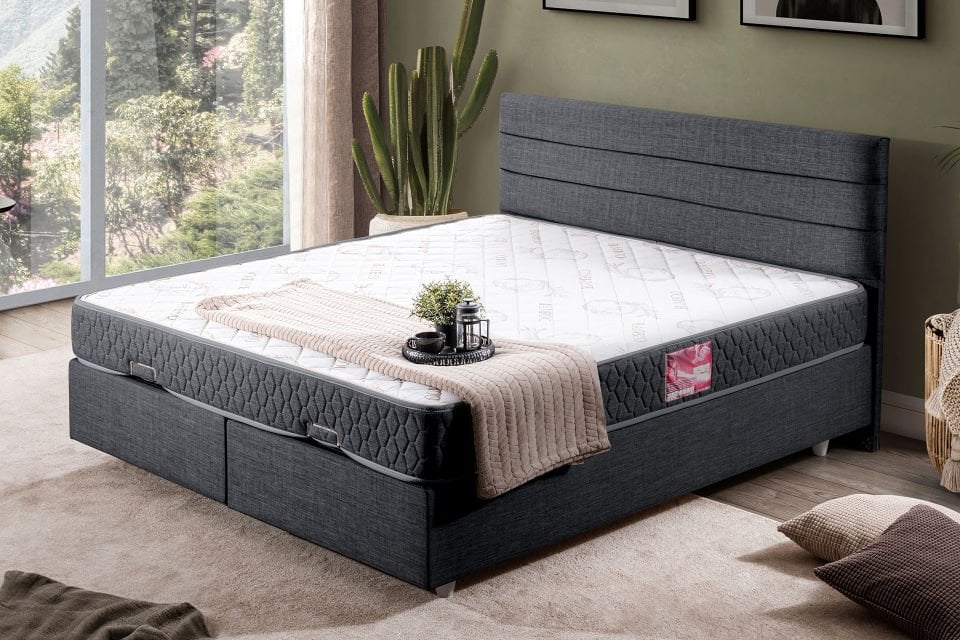 Sofia Çift Kişilik Baza Başlık Letto Yatak Seti 150 x 200 - Antrasit