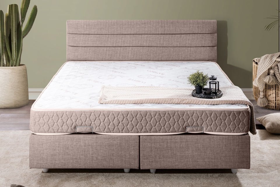 Sofia Çift Kişilik Baza Başlık Letto Yatak Seti 150 x 200 - Kahve