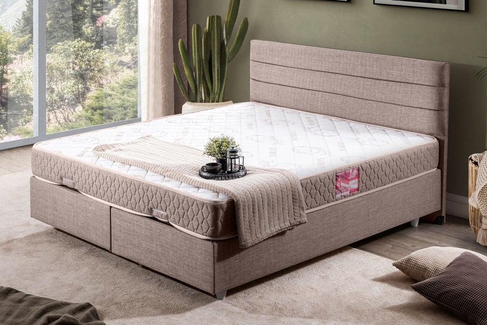 Sofia Çift Kişilik Baza Başlık Letto Yatak Seti 160 x 200 - Kahve