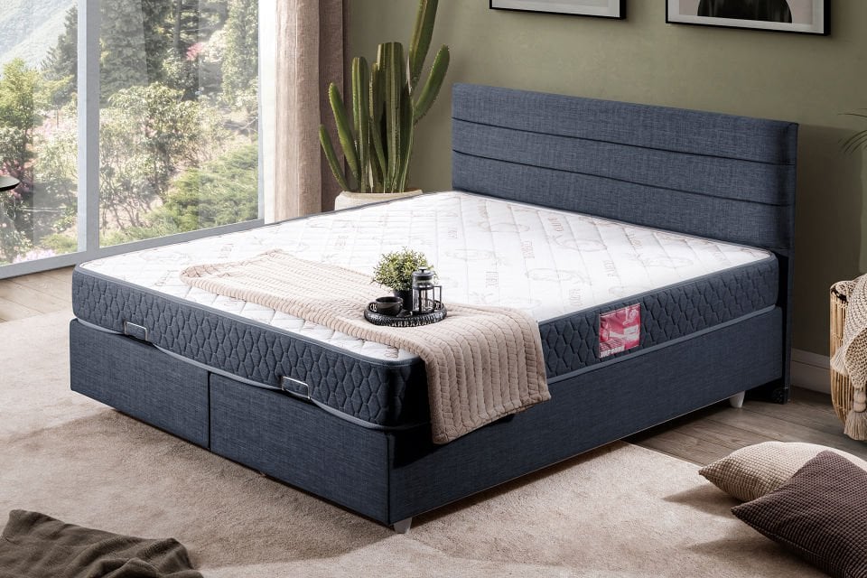 Sofia Çift Kişilik Baza Başlık Letto Yatak Seti 140 x 190 - Lacivert
