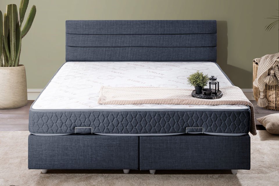 Sofia Çift Kişilik Baza Başlık Letto Yatak Seti 140 x 190 - Lacivert