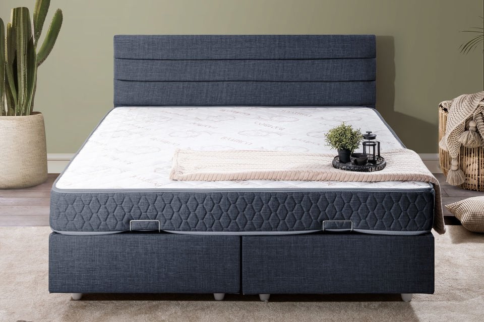 Sofia Çift Kişilik Baza Başlık Letto Yatak Seti 150 x 200 - Lacivert