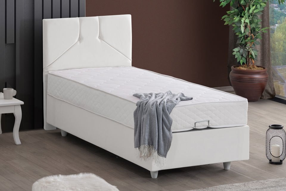 Wick Baza Başlık Letto Yatak Seti 90 x 190 - Beyaz