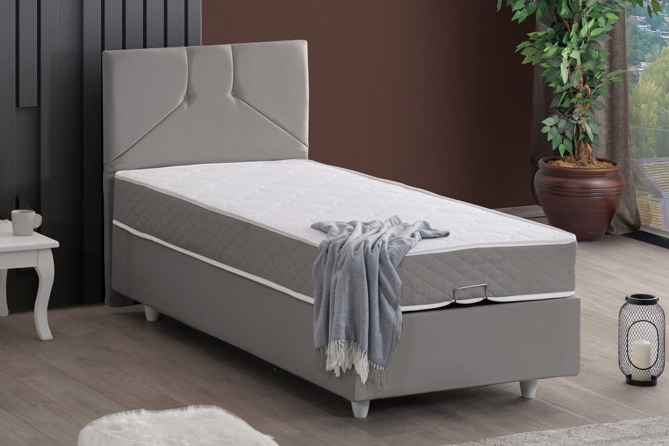 Wick Baza Başlık Letto Yatak Seti 120 x 200 - Gri