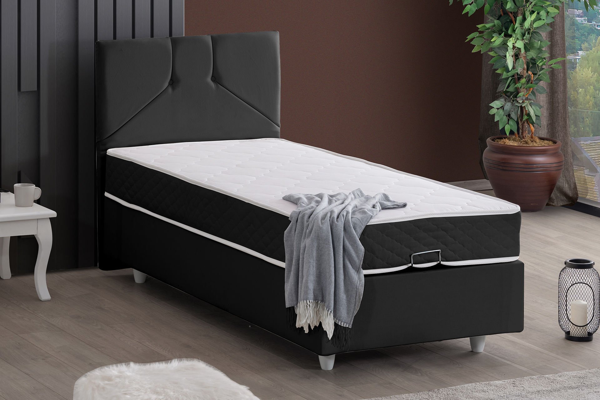 Wick Baza Başlık Letto Yatak Seti 100 x 200 - Antrasit