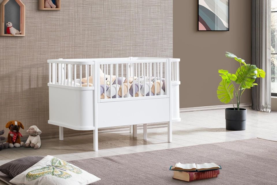 Bella Sallanabilir Büyüyen MDF Beşik Beyaz