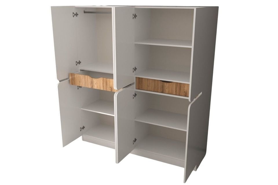 Katre 8 Kapaklı 2 Çekmeceli Ledli Dolap