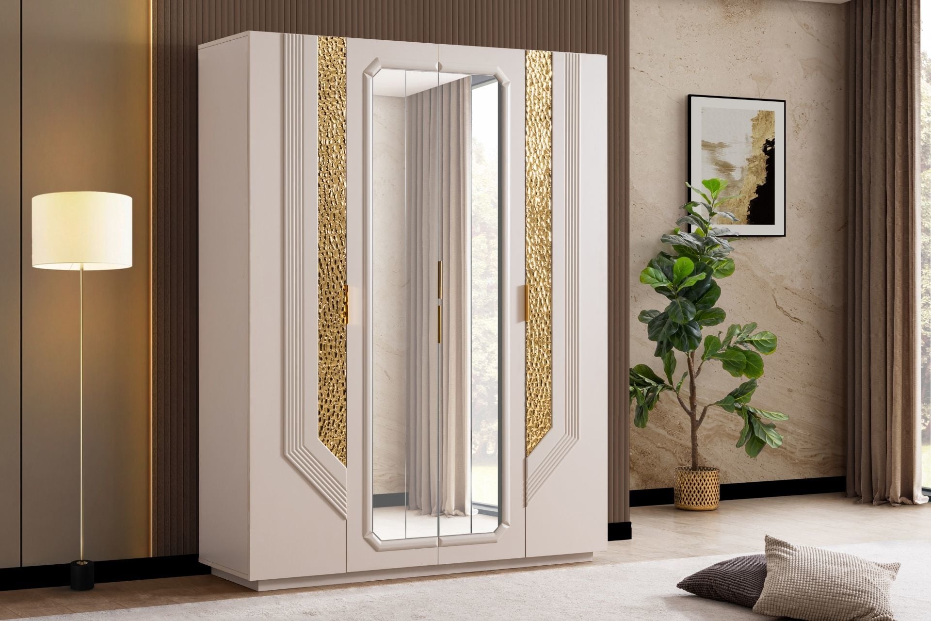 Velora 4 Kapaklı Aynalı Dolap