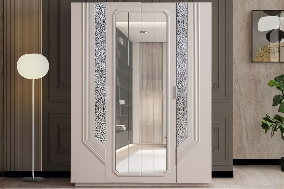 Velora 4 Kapaklı Aynalı Dolap