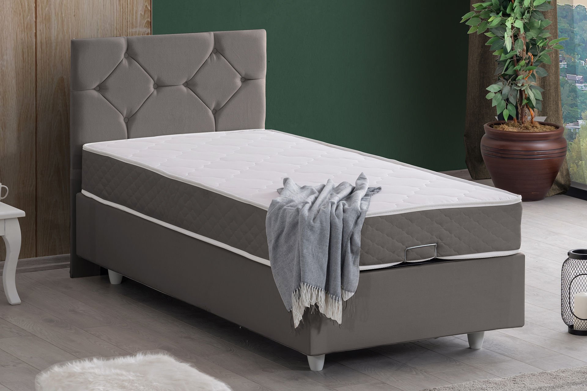 Glamis Baza Başlık Letto Yatak Seti 120 x 200 - Gri